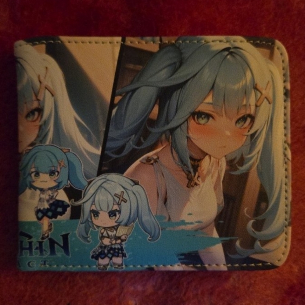 New genshin impact anime manga leather wallet